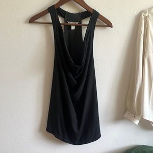 Black and grey scoop neck top. Like new and very flattering scoop neck!